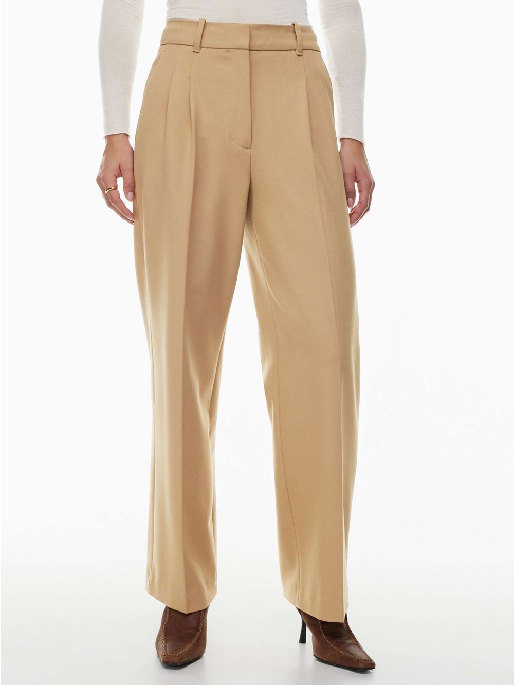 Aritzia Wilfred The Effortless Pant Size 4 Gold Camel Beige Wide Leg